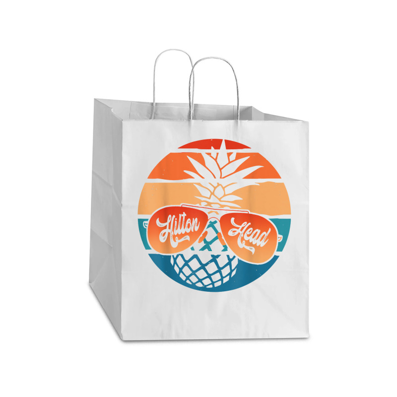 Pineapple Sunglasses Retro Hilton Head Vintage Carolina T Shirt Take Out Paper Bag - 14 X 10 X 15 1/2 | Artistshot