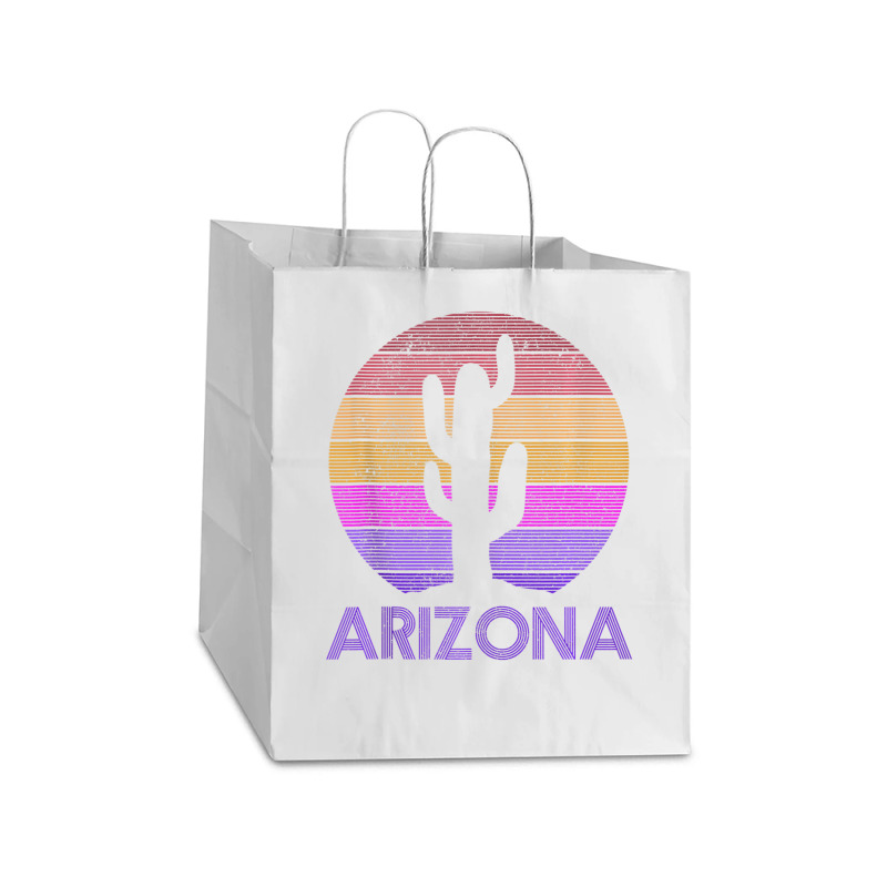 Arizona Vintage Retro Cactus Souvenir Take Out Paper Bag - 14 X 10 X 15 1/2 | Artistshot