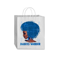 Black Woman Afro African Type 1 Diabetes Warrior Ribbon Blue T Shirt Traveler Paper Bag -13 X 6 X 15 3/4 | Artistshot