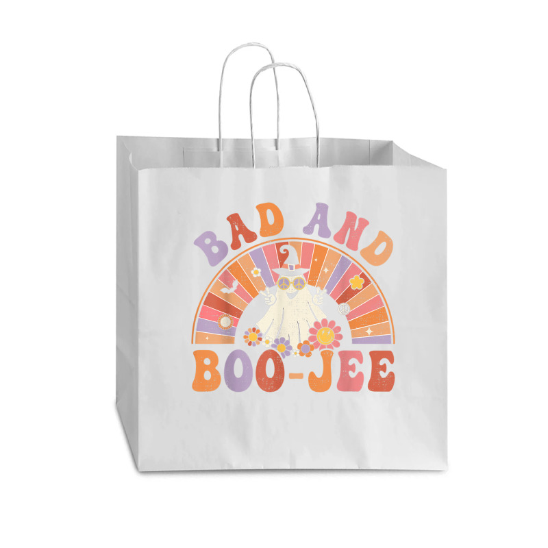 Retro Groovy Bad And Boo Jee Floral Ghost Halloween Hippie Vogue Paper Bag - 16 X 6 X 12 | Artistshot