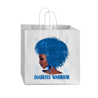 Black Woman Afro African Type 1 Diabetes Warrior Ribbon Blue T Shirt Vogue Paper Bag - 16 X 6 X 12 | Artistshot