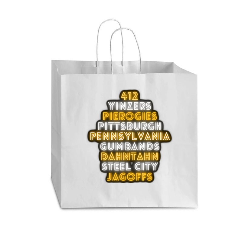 Pittsburgh 412 Jagoffs Yinzers Steel City Funny Retro Vogue Paper Bag - 16 X 6 X 12 | Artistshot