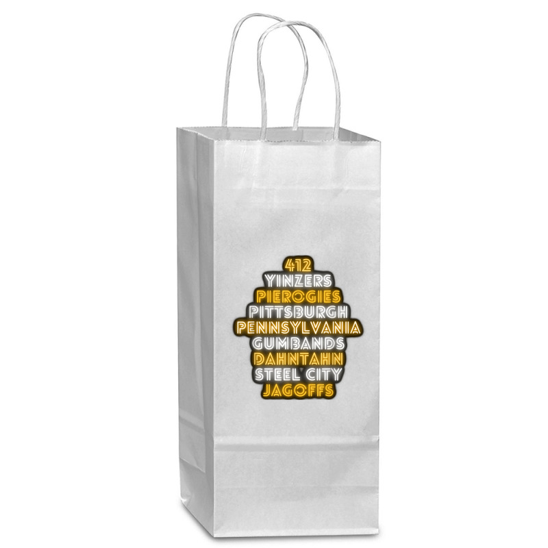 Pittsburgh 412 Jagoffs Yinzers Steel City Funny Retro Wine Paper Bag - 5 1/2 X 3 1/4 X 13 | Artistshot