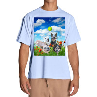 Blue Red White Heeler Cattle Dogs Playing Ball T Shirt Urban Heavy T-shirt | Artistshot