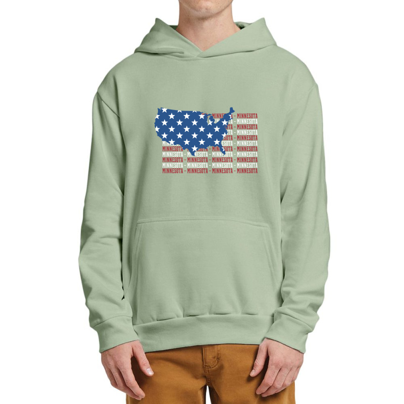 American Flag Minnesota City - Patriotic Gift Urban Pullover Hoodie | Artistshot