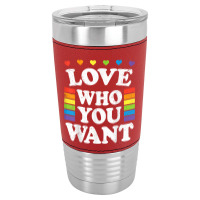 Love Who You Want Rainbow Lgbtq Heart Price Proud Rainbow T Shirt Leatherette Tumbler | Artistshot