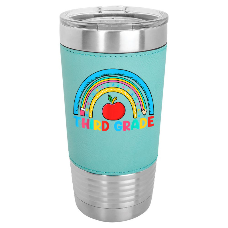 Rainbow Third Grade 3rd Grade Back To School Teacher Student T Shirt Leatherette Tumbler | Artistshot