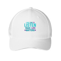 Purple Teal Ribbon I Have Time To Listen Your Life Matters T Shirt Mesh Cap | Artistshot