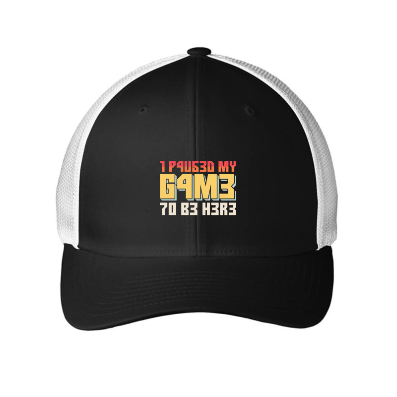 I Paused My Game To Be Here Retro Gamer Gift Mesh cap by RHONDAHARRISON | Artistshot