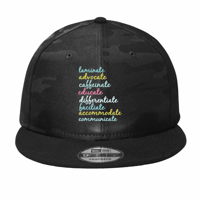 Special Education Teacher Laminate Advocate Caffeinate T Shirt Camo Snapback by cm-arts | Artistshot