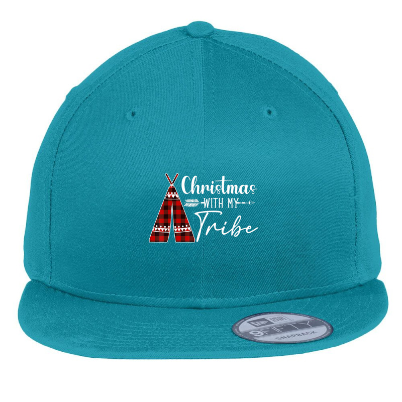 Christmas With My Tribe Buffalo Plaid Matching Family Flat Bill Snapback Cap by cm-arts | Artistshot