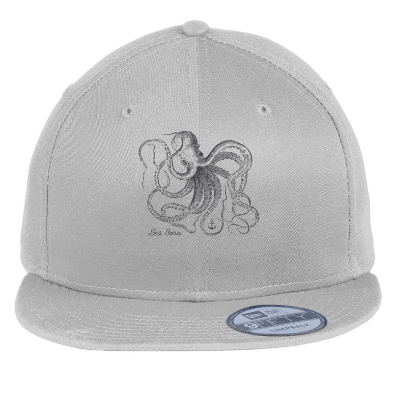 Vintage Black Octopus Marine Biologist Ocean Sea Life 5 Flat Bill Snapback Cap | Artistshot