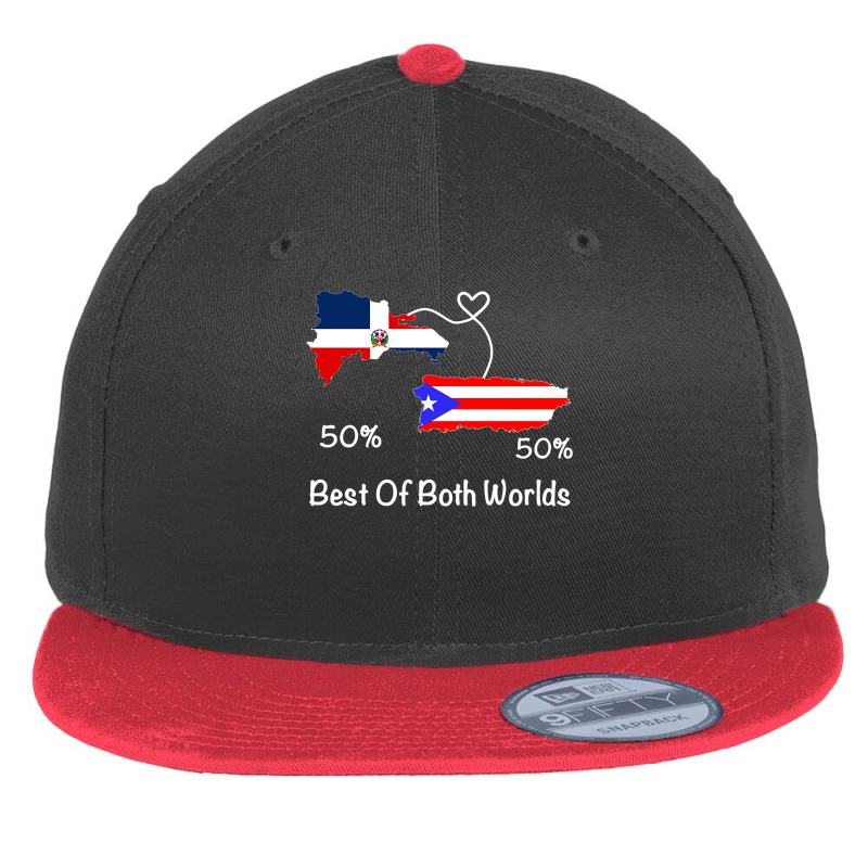 Half Puerto Rican Half Dominican Flag Map Combined Pr Rd Long Sleeve T Flat Bill Snapback Cap by cm-arts | Artistshot