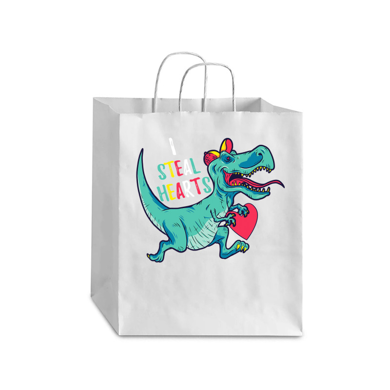 I Steal Hearts T Valentines Day Dinosaur Boys Kid (42) Debie Paper Bag - 10 X 5 X 13 | Artistshot