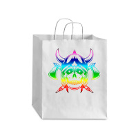 Multicolored Scandinavian Viking Skull In Helmet With Crossed Axes Mod Debie Paper Bag - 10 X 5 X 13 | Artistshot