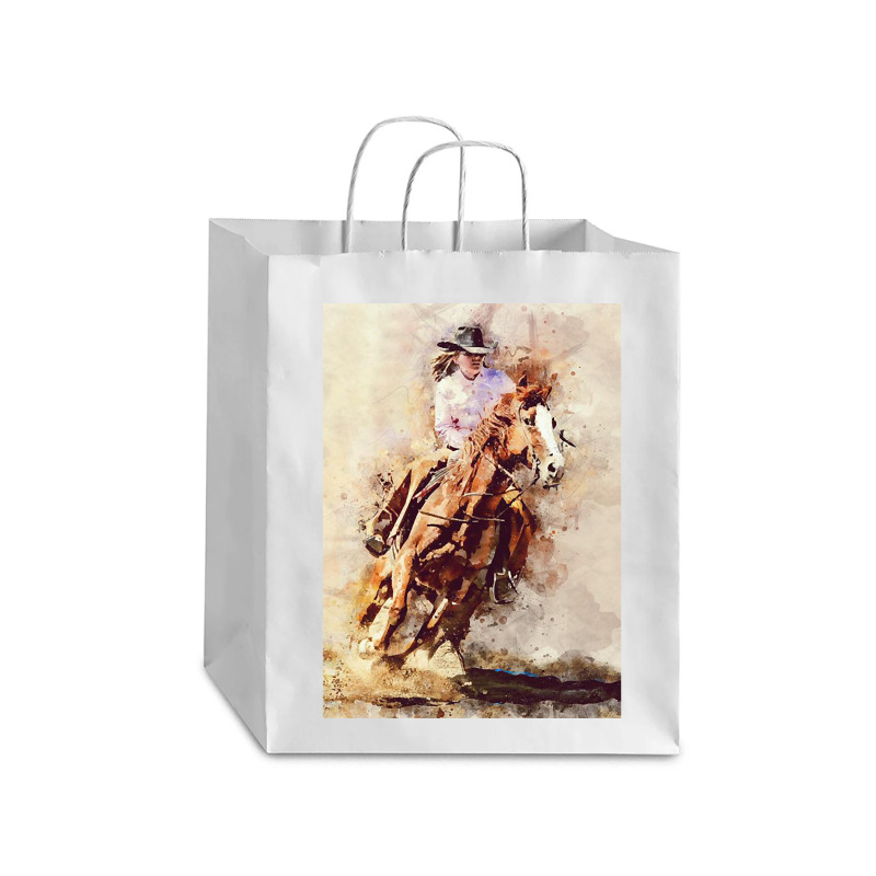 Hot Trend Cowgirl  Rides Galloping Horse Debie Paper Bag - 10 X 5 X 13 | Artistshot