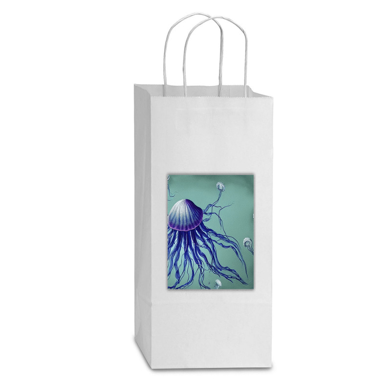 Jellyfish Artwork Digitalart Double Wine Paper Bag - 6 1/2 X 3 1/2 X 12 3/8 | Artistshot