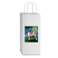 Akita Inu Starry Night Impressionist Dog Art By Aja Premium T Shirt Double Wine Paper Bag - 6 1/2 X 3 1/2 X 12 3/8 | Artistshot