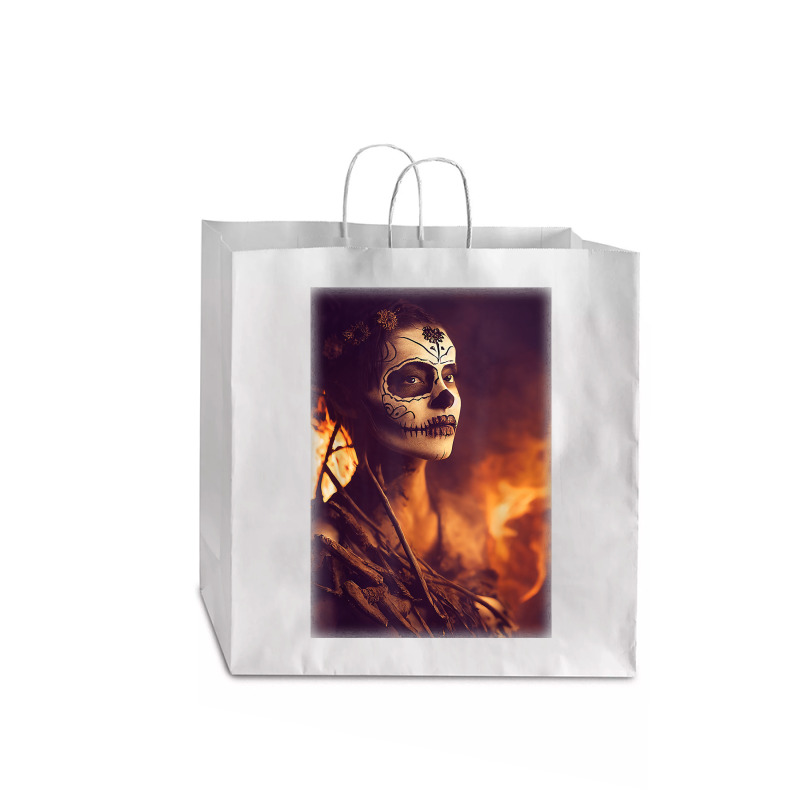 Beautiful Woman Warrior After A Battle With Skeletons T Shirt Jumbo Paper Bag - 18 X 7 X 18 3/4 | Artistshot