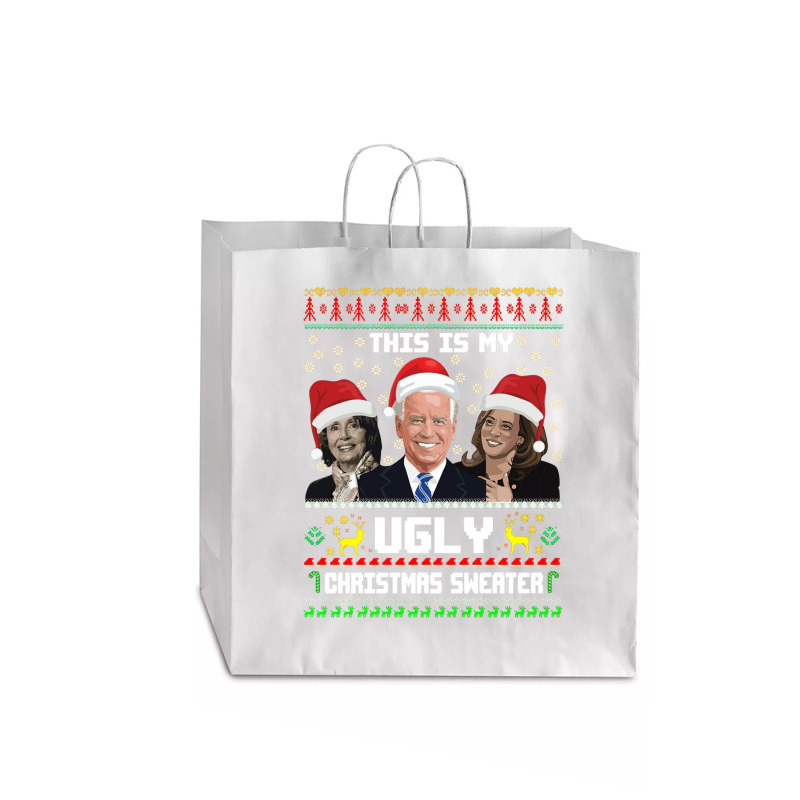 This Is My Ugliest Christmas Sweater Funny Joe Biden Kamala Sweatshirt Jumbo Paper Bag - 18 X 7 X 18 3/4 | Artistshot