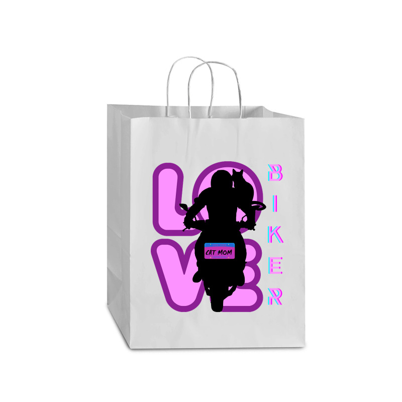 Biker And Best Cat Mom Motorcycle Rider Purple Mart Paper Bag -13 X 7 X 17 | Artistshot