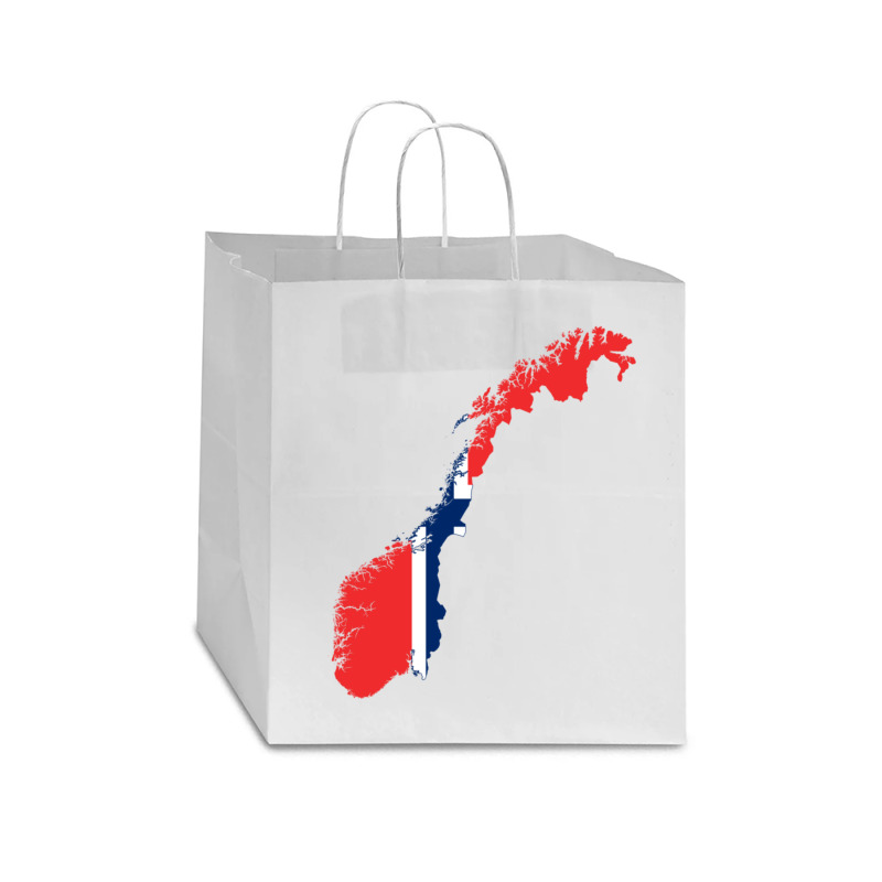 Flag Map Of Norway Star Paper Bag - 13 X 7 X 13 | Artistshot