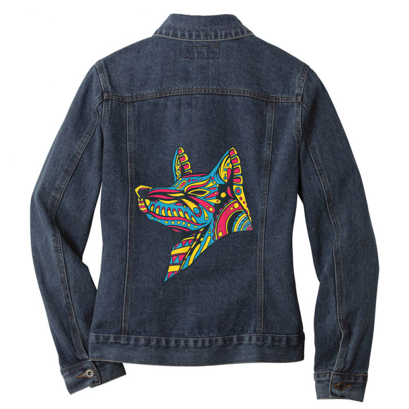 Ancient Ethnic Aztec Wolf Mask Symbol Civilization Gift Ladies Denim Jacket by lalisaamanib | Artistshot