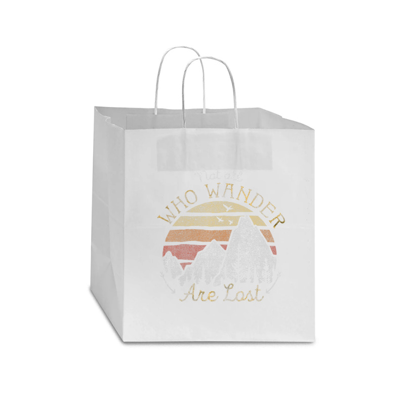 Not All Who Wander Are Lost Gradient Mountain Gold Star Paper Bag - 13 X 7 X 13 | Artistshot