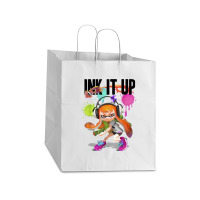 Splatoon Ink It Up Squid Inkling Splatter Poster Take Out Paper Bag - 14 X 10 X 15 1/2 | Artistshot