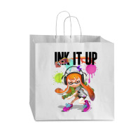 Splatoon Ink It Up Squid Inkling Splatter Poster Vogue Paper Bag - 16 X 6 X 12 | Artistshot