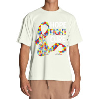 Hope Fight Cure Puzzle Pieces Ribbon Autism Awareness Urban Heavy T-shirt | Artistshot