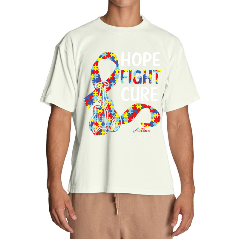 Hope Fight Cure Puzzle Pieces Ribbon Autism Awareness Urban Heavy T-shirt by mrlee | Artistshot