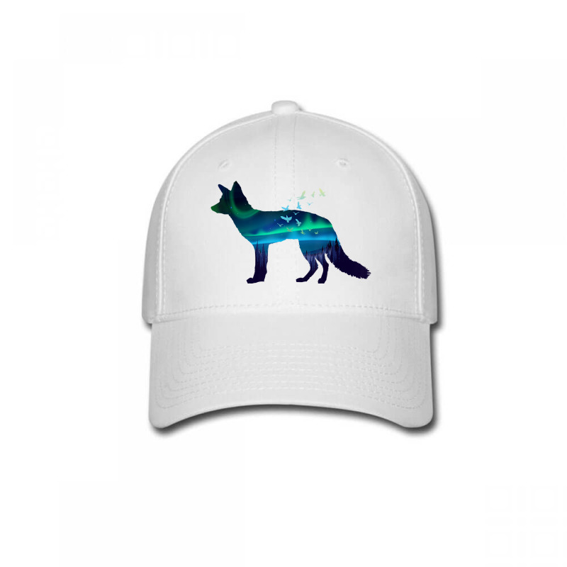 Fox Northern Light Wildlife Nature Design Baseball Cap by Fashzilla | Artistshot