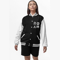 Roam Text Stack Explore Nature Camping Vintage Bomber Jacket | Artistshot