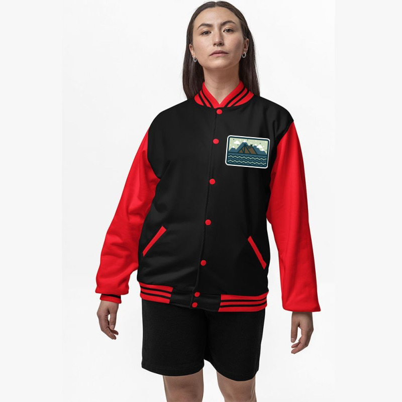 Camp Mountain Beach View Bomber Jacket by Quilimo | Artistshot