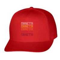 Marietta Retro Wordmark Pattern Vintage Style Trucker Cap | Artistshot