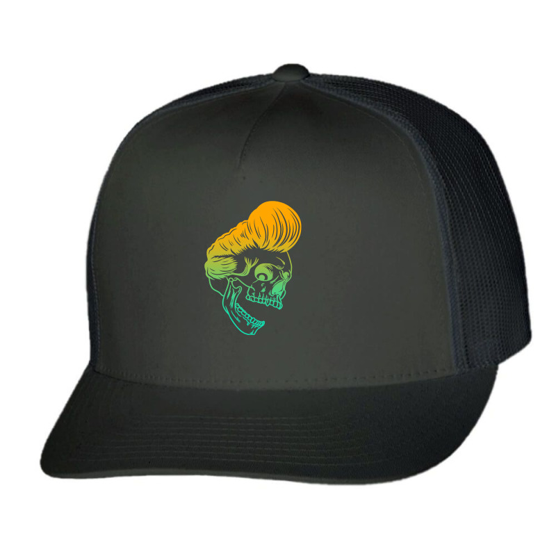 Skull Handsome Skull Barber Hairstylist Esthetician Hairdresser  Skele Trucker Cap | Artistshot