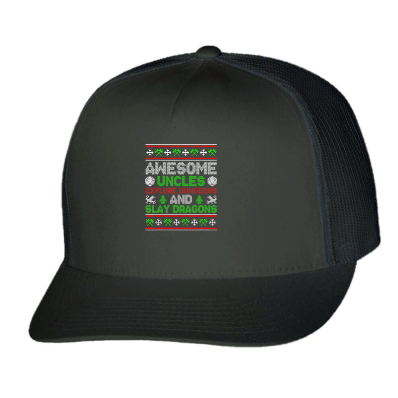 Mens Awesome Uncles Tabletop Christmas D20 Ugly Sweater Trucker Cap by hotoancuong | Artistshot