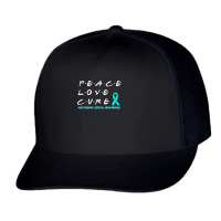 Myasthenia Gravis Awareness Peace Love Cure T Shirt Trucker Cap | Artistshot