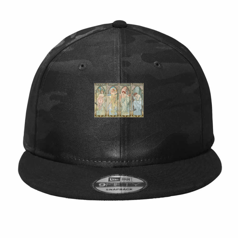 Alphonse Mucha Alfons Mucha Times Of The Day Camo Snapback by AlexBarnes | Artistshot