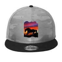 Beautiful Arabian Horse Sunset Silhouette Orange Purple Blue Camo Snapback | Artistshot