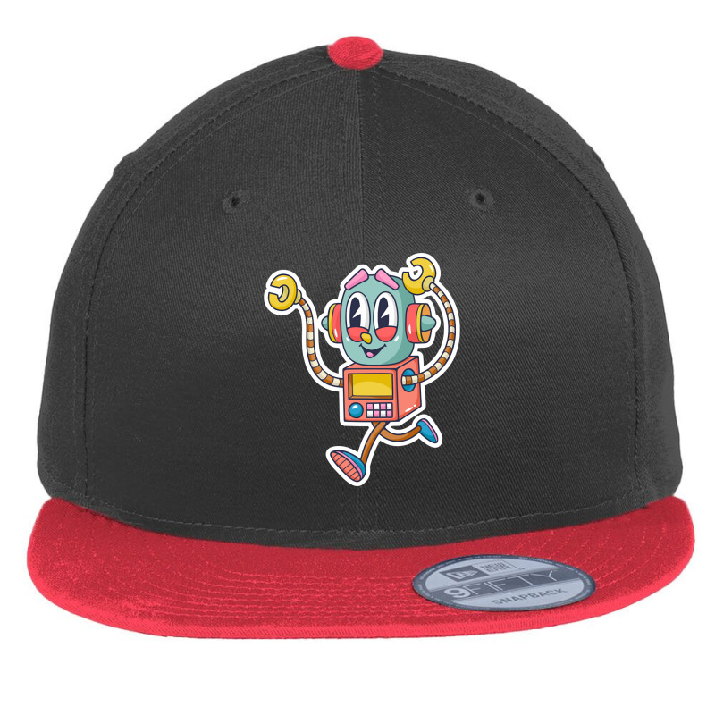 Robot Cartoon-jnxwo Flat Bill Snapback Cap by brumfieldportillo7vlpq8 | Artistshot