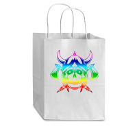 Multicolored Scandinavian Viking Skull In Helmet With Crossed Axes Mod Cub Paper Bag - 8 X 4 1/2 X 10 1/4 | Artistshot