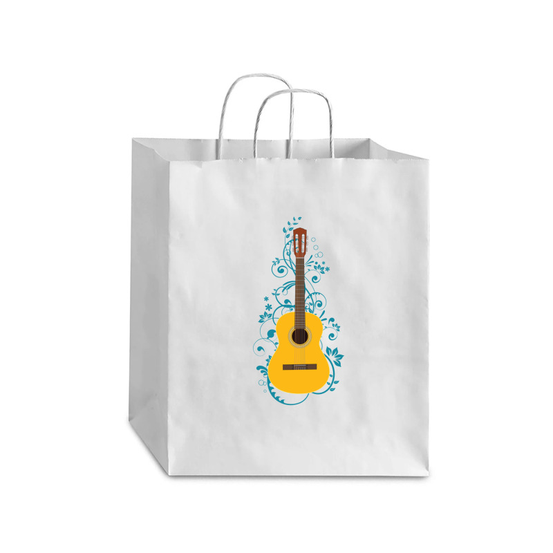 Classical Acoustic Guitar Flowering Vines Debie Paper Bag - 10 X 5 X 13 | Artistshot