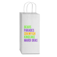 Beads, Parades, Crawfish, Kingcake, Mardi Gras Double Wine Paper Bag - 6 1/2 X 3 1/2 X 12 3/8 | Artistshot