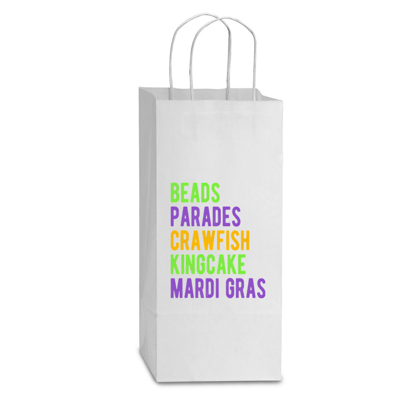 Beads, Parades, Crawfish, Kingcake, Mardi Gras Double Wine Paper Bag - 6 1/2 X 3 1/2 X 12 3/8 | Artistshot