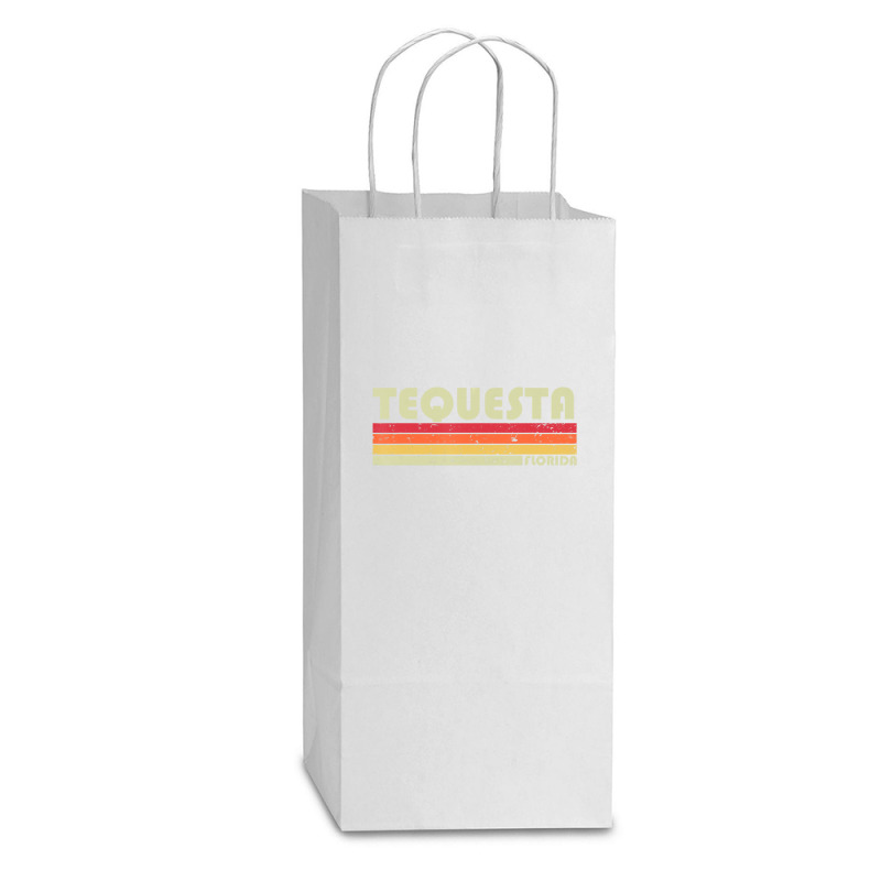 Tequesta Fl Florida City Home Roots Retro 70s 80s Double Wine Paper Bag - 6 1/2 X 3 1/2 X 12 3/8 | Artistshot