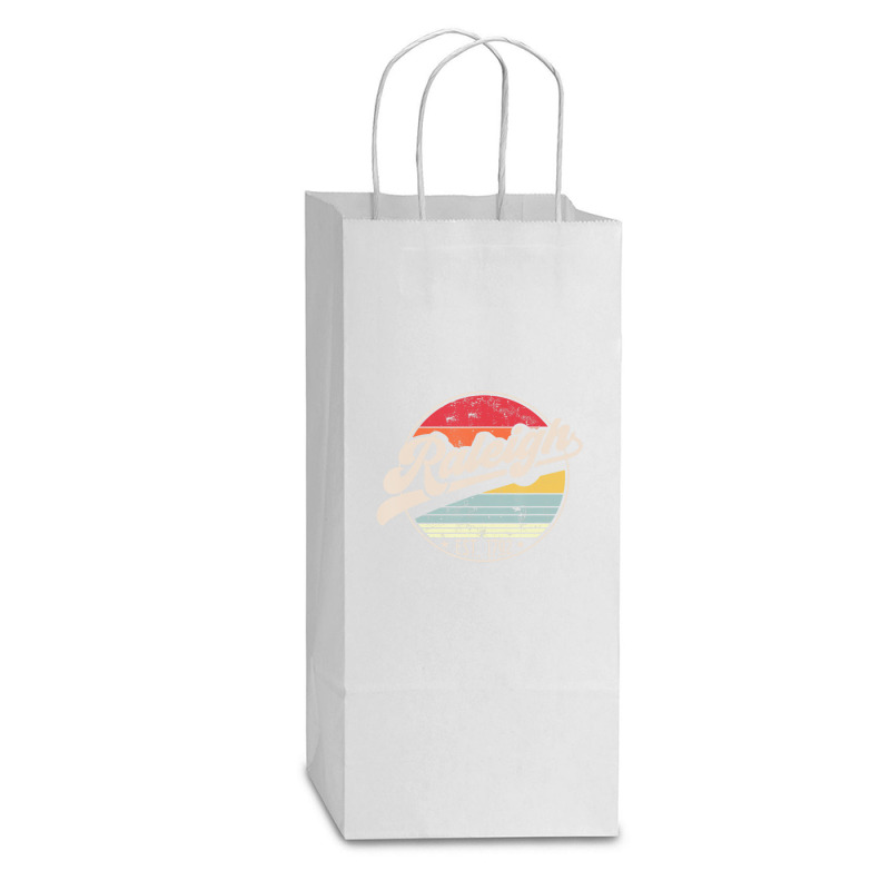 Hot Trend Retro Raleigh Nc Home City 70s Style Sunset Double Wine Paper Bag - 6 1/2 X 3 1/2 X 12 3/8 | Artistshot