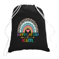 Happy Last Day Of School Teacher Student Graduation Rainbow 357 Drawstring Bags | Artistshot