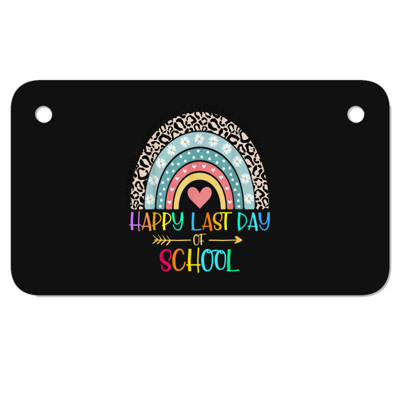 Happy Last Day Of School Teacher Student Graduation Rainbow 357 Motorcycle License Plate | Artistshot